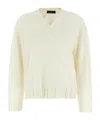 Fabiana Filippi Platinum V Neck Sweater With Filo Diamante Trim Detail In White
