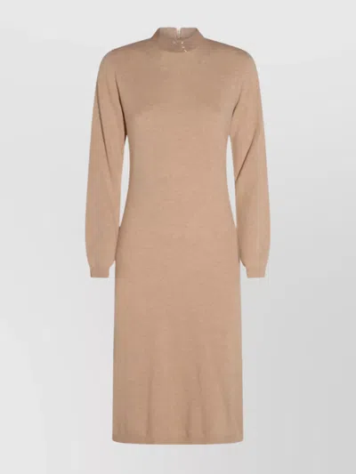 Fabiana Filippi Knee Length Dress Long Sleeves In Brown