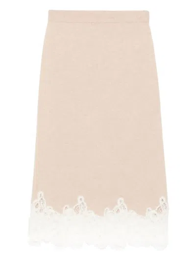 Fabiana Filippi Knee-length Skirt With Intricate Lace Hem In Multi
