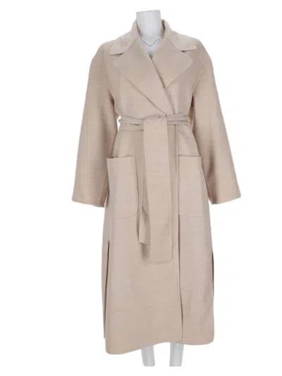 Fabiana Filippi Knee-length Relaxed Fit Belted Wool Coat In Neutral
