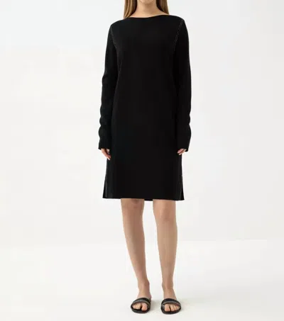 Fabiana Filippi Knit Boatneck Long Sleeve Dress In Black