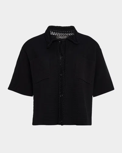 Fabiana Filippi Knit Button-down Shirt In Nero