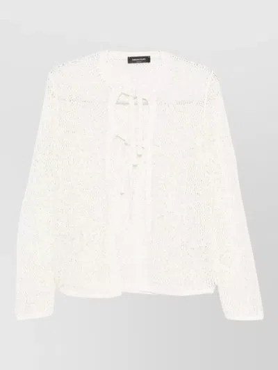 Fabiana Filippi Knit Cardigan Long Sleeves Round Neck Sheer In White