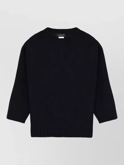 Fabiana Filippi Knit Crew Neck Top Ribbed Trims In Black