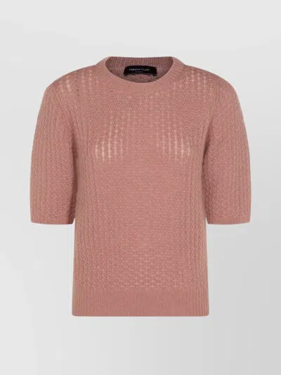 Fabiana Filippi Knit Crewneck Mid-length Ribbed Textured In Pink