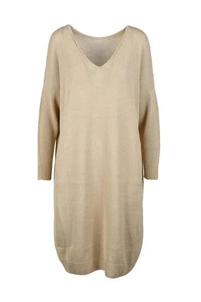 Fabiana Filippi Knit Dress Cotton Linen Polyester - Beige In Neutral