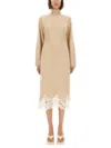 Fabiana Filippi Knit Dress With Lace Hemline In Neutral