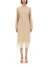Fabiana Filippi Knit Dress With Lace Hemline In Neutral