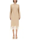 Fabiana Filippi Knit Dress With Lace Hemline In Neutral