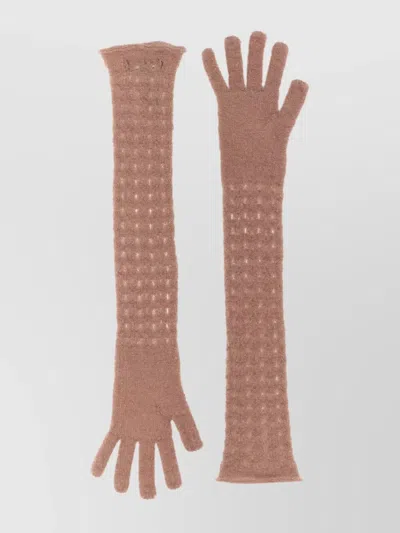 Fabiana Filippi Knit Gloves With Long Textured Design