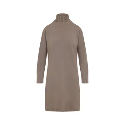 Fabiana Filippi Cortex Brown Virgin Wool Knit Midi Dress In Gray