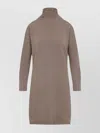 Fabiana Filippi Knit Midi Dress Ribbed Turtle-neck In Brown