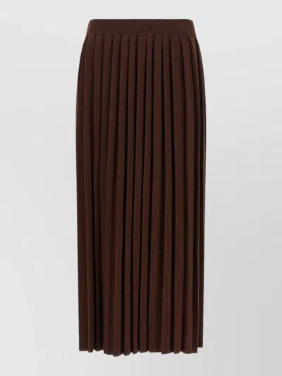 Fabiana Filippi Knit Skirt Pleats And Elastic Waistband In Brown