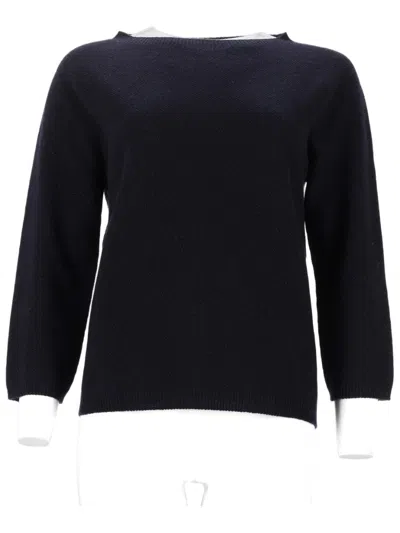 Fabiana Filippi Knit Sweater With Classic Boat Neckline And Lurex Accents In Blue