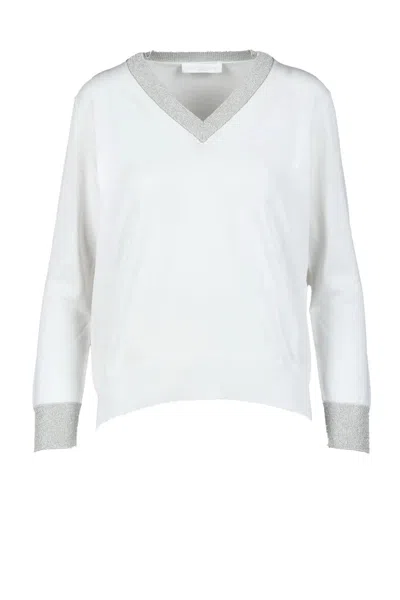 Fabiana Filippi Knit Top Cotton - Indigo In White