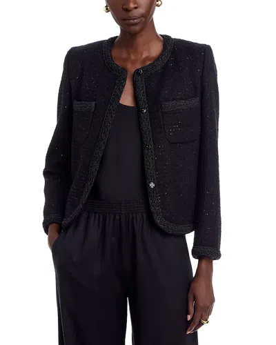 Fabiana Filippi Knit Trim Sequin Blazer In Black