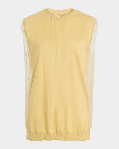 Fabiana Filippi Knit Tulle-layered Tank Top In Oro