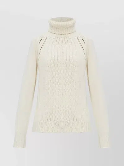 Fabiana Filippi Chunky Ribbed Knit Sweater With High Turtleneck In White