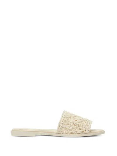 Fabiana Filippi White Cotton Blend Sandals In Neutral