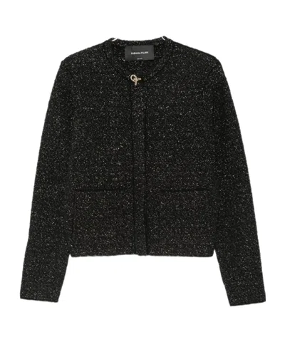 Fabiana Filippi Knitted Metallic-thread Casual Jacket In Black