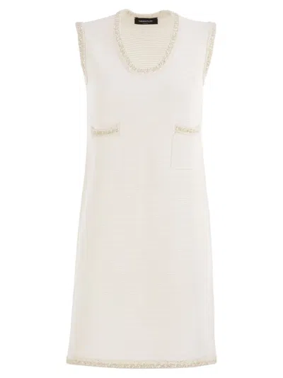 FABIANA FILIPPI KNITTED MINI DRESS WITH SEQUIN EDGING