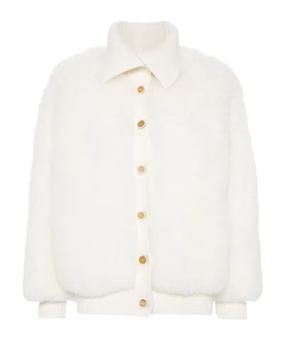 Fabiana Filippi Knitted-panel Shearling Jacket In White