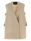Fabiana Filippi Knit Wool Vest Crochet Back Detail In Brown