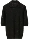 Fabiana Filippi Sequined Wool Polo Shirt In Black