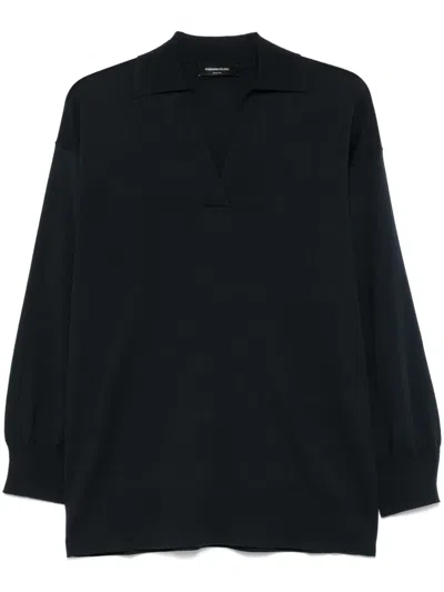 Fabiana Filippi Wool And Cotton Blend Polo Shirt In Blue
