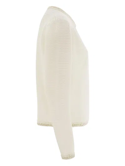 Fabiana Filippi Knitted Sequin Cardigan In White
