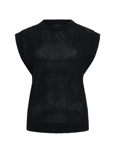 Fabiana Filippi Knitted Short-sleeve Sweater In Black
