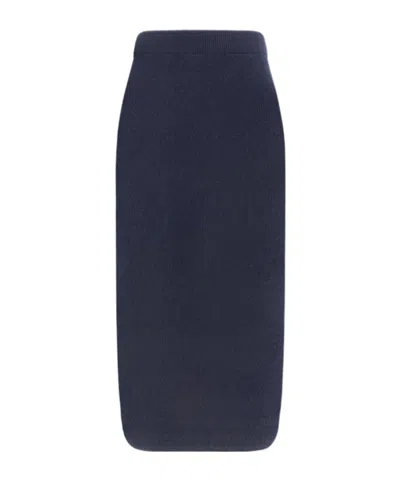 Fabiana Filippi Knitted Skirt In Blu Notte