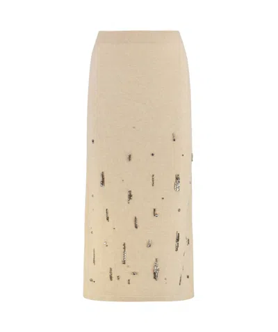 FABIANA FILIPPI FABIANA FILIPPI EMBELLISHED KNITTED MIDI SKIRT