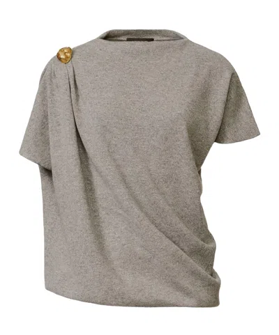 FABIANA FILIPPI KNITTED SWEATER WITH DRAPED SAFETY PINS