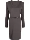 Fabiana Filippi Knitted V-neck Midi Dress In Grey