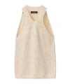 Fabiana Filippi Cotton Knit Tank Top With Sequins In Nude