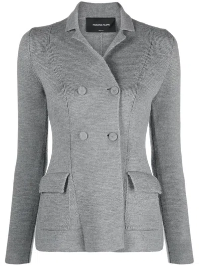 Fabiana Filippi Knitted Wool Blazer In Grey