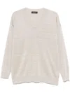 Fabiana Filippi Textured Grey Sweater With Deep V-neckline In Beige