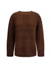 Fabiana Filippi Sweater With Round Neck In Mixed Wool In Brown