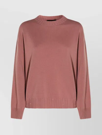 Fabiana Filippi Knitwear Crewneck Ribbed Finish In Pink