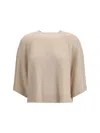 Fabiana Filippi Beige Fleece Wool Sweatshirt In Neutral