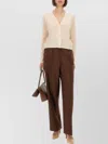 Fabiana Filippi Knitwear V-neckline Long Sleeves Ribbed Hem In Brown