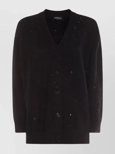 Fabiana Filippi Knitwear With V-neck And Sparkle Detail In Blue
