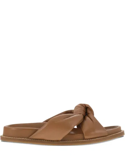 Fabiana Filippi Leather Slipper With Knot Detail And Fussbett Sole In Brown