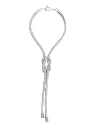 Fabiana Filippi Knot Detail Long Necklace In Silver