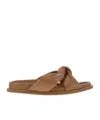 Fabiana Filippi Leather Slipper With Fussbett And Knot In Brown