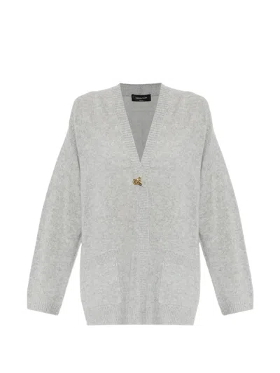 Fabiana Filippi Knot-detail Cashmere Cardigan In Gray