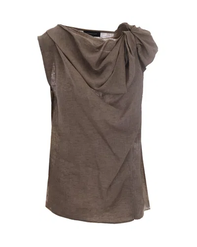 Fabiana Filippi Knot-neck Linen Blouse In Brown