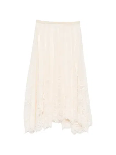 Fabiana Filippi Lace Asymmetric-hem Midi Skirt In Neutral