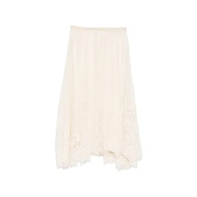 Fabiana Filippi Lace Asymmetric-hem Midi Skirt In Neutral